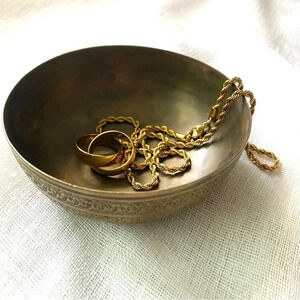 Vintage Floral Etched Brass bowl Singing bowl